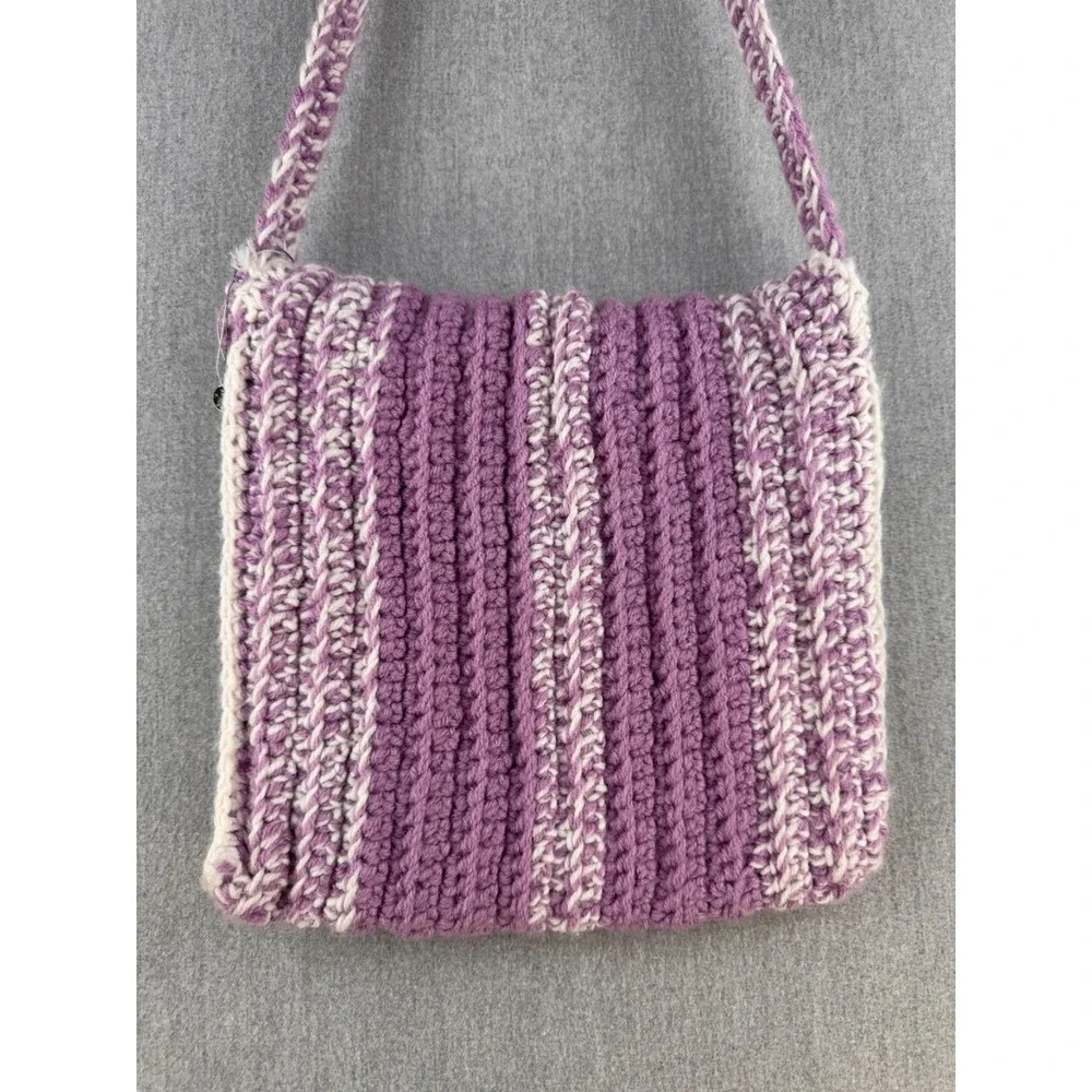 Handmade Crochet Crossbody Bag Purple White Daisy Ladybug Cottagecore Boho - Picture 9 of 15